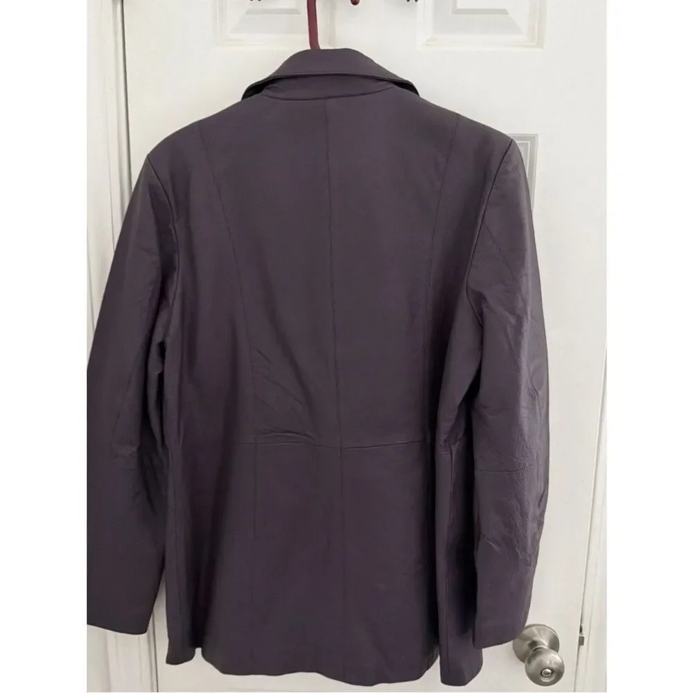 Dialogue Women's Plum Leather Button-Front Jacket Medium